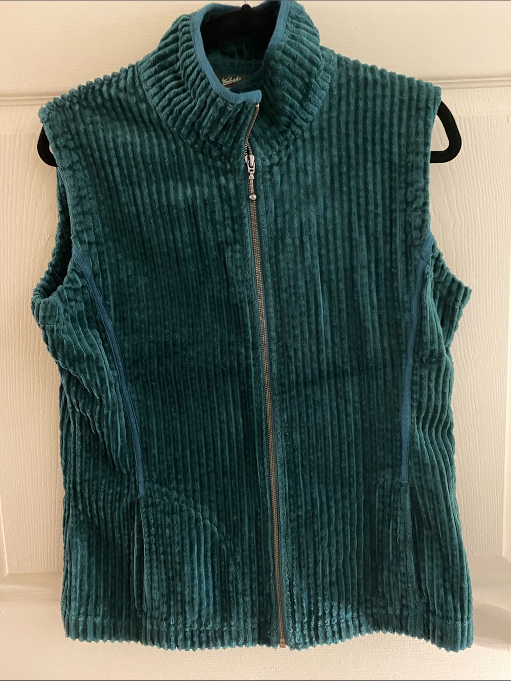 Woolrich Dark Teal Ribbed Velour Vest | Size M